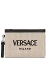 Versace Raffia Pouch For In Black
