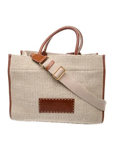 Pre-owned Versace Raffia Tote In Neutrals