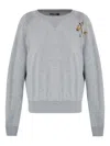 Versace Raglan-sleeve Safety-pin Sweatshirt In Gray