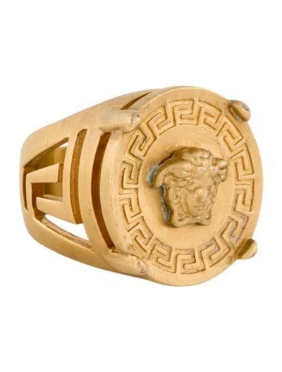 Pre-owned Versace Rapper Medusa Signet Ring In Multi