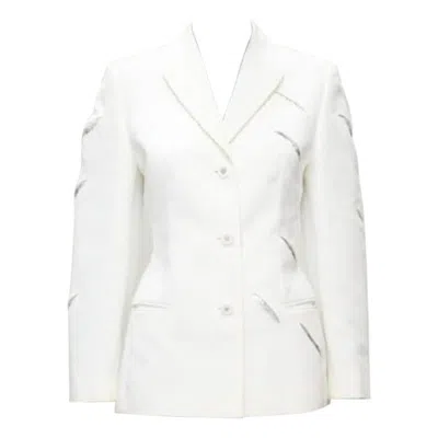 Pre-owned Versace Rare Gianni  1999 Vintage White Medusa Slash Sequins Blazer It40 S
