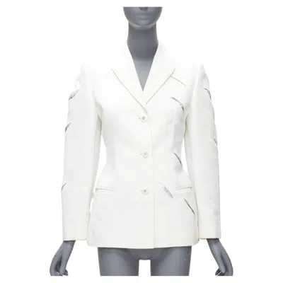 Pre-owned Versace Rare Gianni  1999 Vintage White Medusa Slash Sequins Blazer It40 S