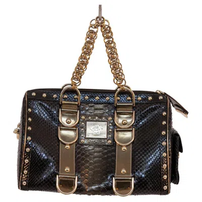Pre-owned Versace Rare Vintage  Handbag In Leather In Black