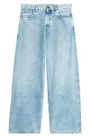 Versace Stonewashed Denim Wide Jeans In Light Blue