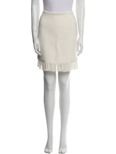 Pre-owned Versace Raw-edge Trim Mini Skirt In White