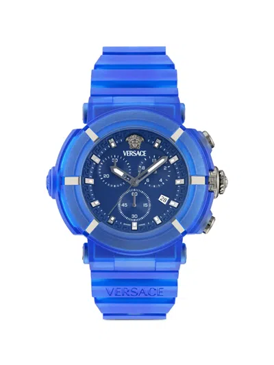 Versace Real Active Chrono 45mm Watch In Blue