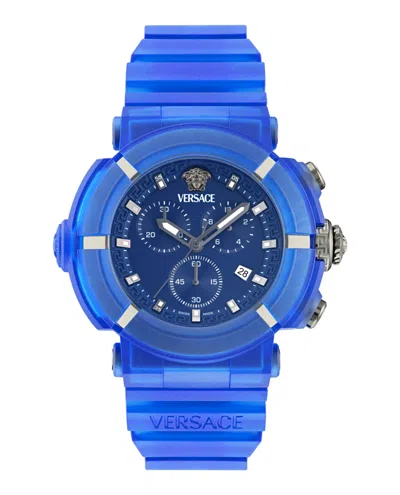 Versace Real Active Chrono Silicone Watch In Blue