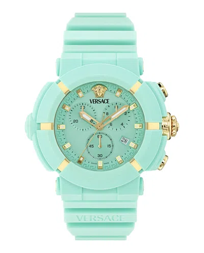 Versace Real Active Chrono Silicone Watch In Green