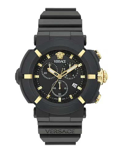 Versace Real Active Chrono Silicone Watch In Black