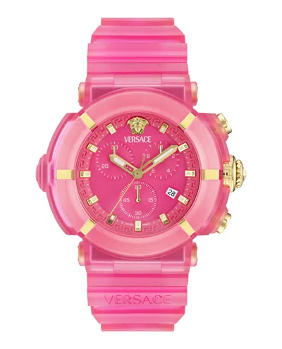 Versace Real Active Chrono Silicone Watch In Pink