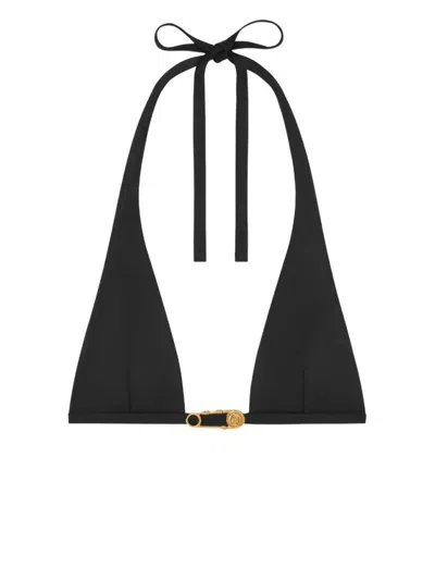 Versace Rear Tie Triangle Cup Bikini Top In Black