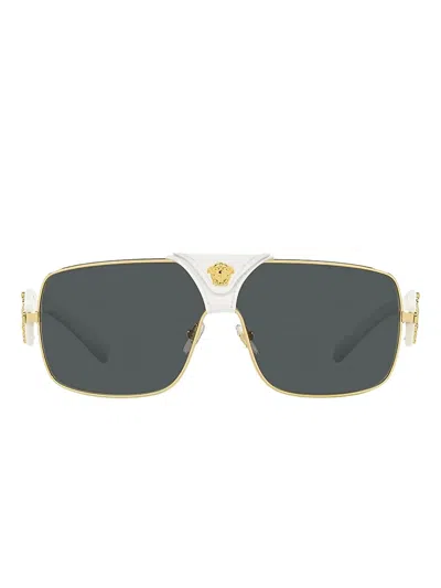 Versace Rectangle-frame Sunglasses In Gold