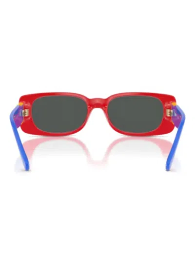 Versace Rectangle-frame Sunglasses In Red