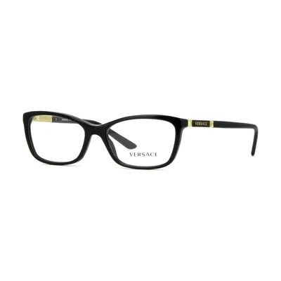 Versace Rectangle Full Rim Eyeglasses In Black