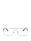Versace Rectangle Logo Glasses In Silver