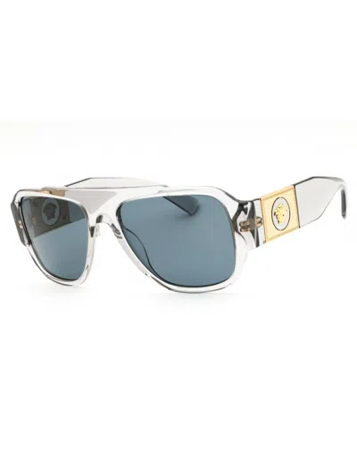 Versace Rectangular Acetate Sunglasses For Men In Blue