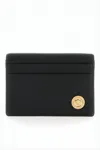 Versace Rectangular Card Wallet In Smooth Black Leather In Black