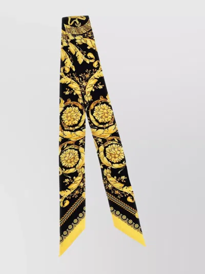 Versace Rectangular Silk Scarf Baroque Print In Multi