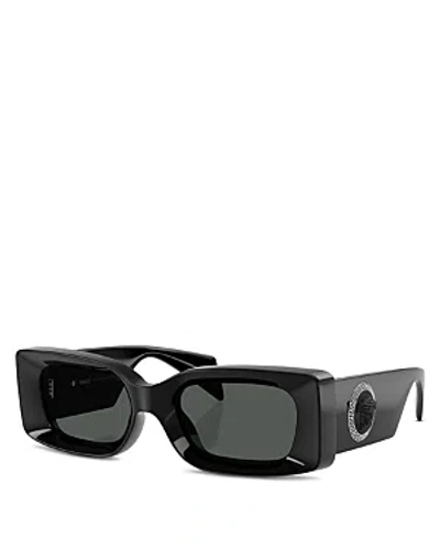 Versace Rectangular Sunglasses, 52mm In Black/gray Solid