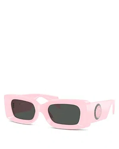 Versace Rectangular Sunglasses, 52mm In Pink/gray Solid