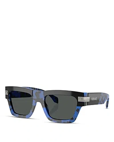 Versace Rectangular Sunglasses, 55mm In Blue/gray Solid