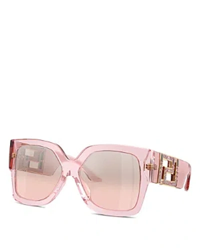 Versace Rectangular Sunglasses, 59mm In Pink/pink Mirrored Gradient