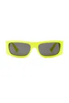 Versace Eyewear Rectangular Frame Sunglasses In Yellow Fluorescent