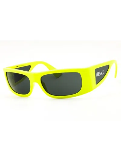 Versace Rectangular Unisex Sunglasses In Yellow