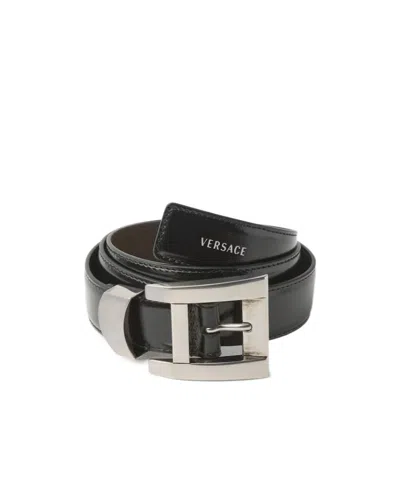 Versace Rectangular-buckle Belt In Purple