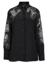 Versace Recycled-effect Satin Shirt With Lace Inserts In Black
