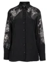 Versace Recycled-effect Satin Shirt With Lace Inserts In Black