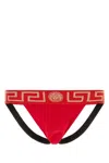 Versace Suspensorium With Greca Border In Red