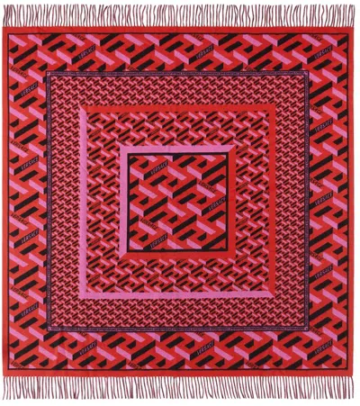 Versace Red & Pink Greca Signature Throw In 2r660