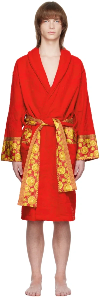 Versace Red Barocco Bath Robe