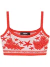 Versace Tresor De La Mer Towel-stitch Jacquard Knit Crop Top In Pink