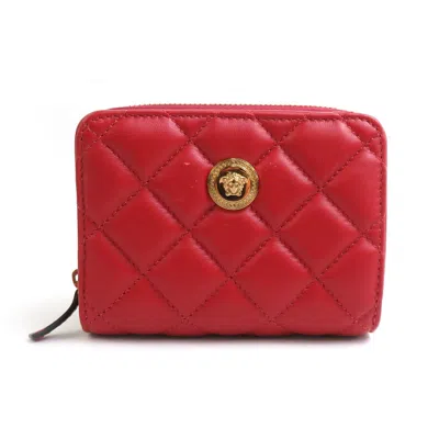 Pre-owned Versace Red Color Leather Wallet (bi-fold) ()