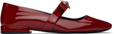 Versace 20mm Patent Leather Ballerina Flats In Red