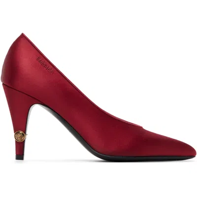 Versace Gianni Logo-detailed Satin Pumps In Black