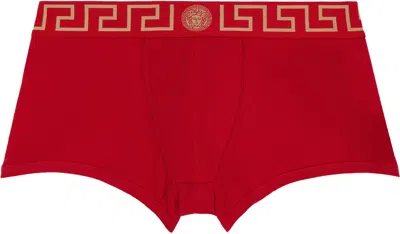 Versace Red Greca Border Boxer Briefs In A9x2-red-gold