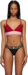 Versace Red Greca Border Bra In 2r660 Parade Red+fuc