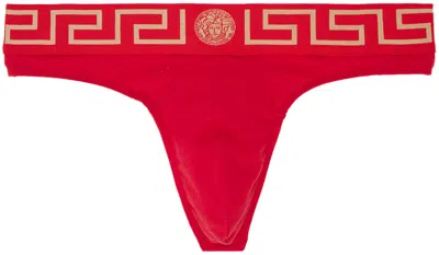 Versace Red Greca Border Thong In A9x2-red-gold