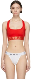Versace Red Greca Sports Bra In A1203 Red