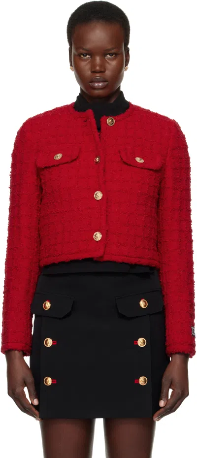 Versace Red Heritage Tweed Jacket