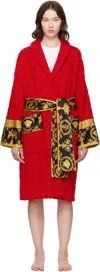 Versace Red 'i Heart Baroque' Bathrobe In Red
