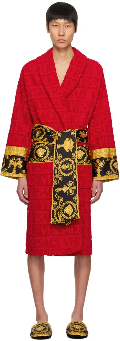 VERSACE RED 'I HEART BAROQUE' BATHROBE