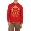 VERSACE VERSACE RED INTARSIA KNIT JACQURD SWEATER