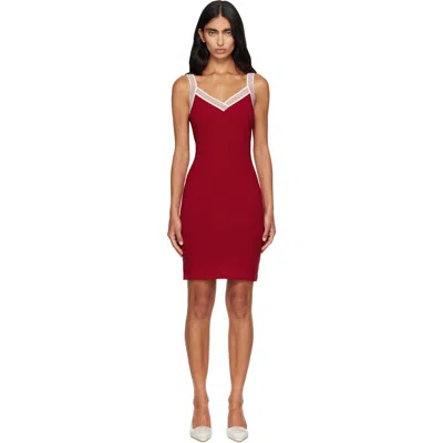 Versace Red Jacquard Stretch Cotton-jersey Minidress
