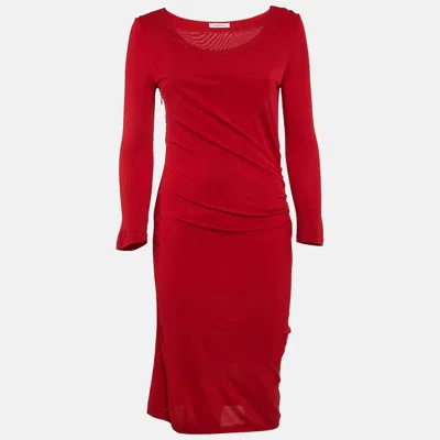 Pre-owned Versace Red Jersey Ruched Short Dress M