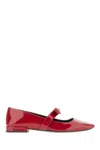 Versace Square Toe Calf Leather Ballerina Shoes In Red