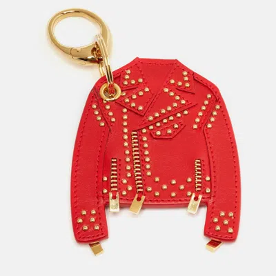 Pre-owned Versace Red Leather Jacket Keychain